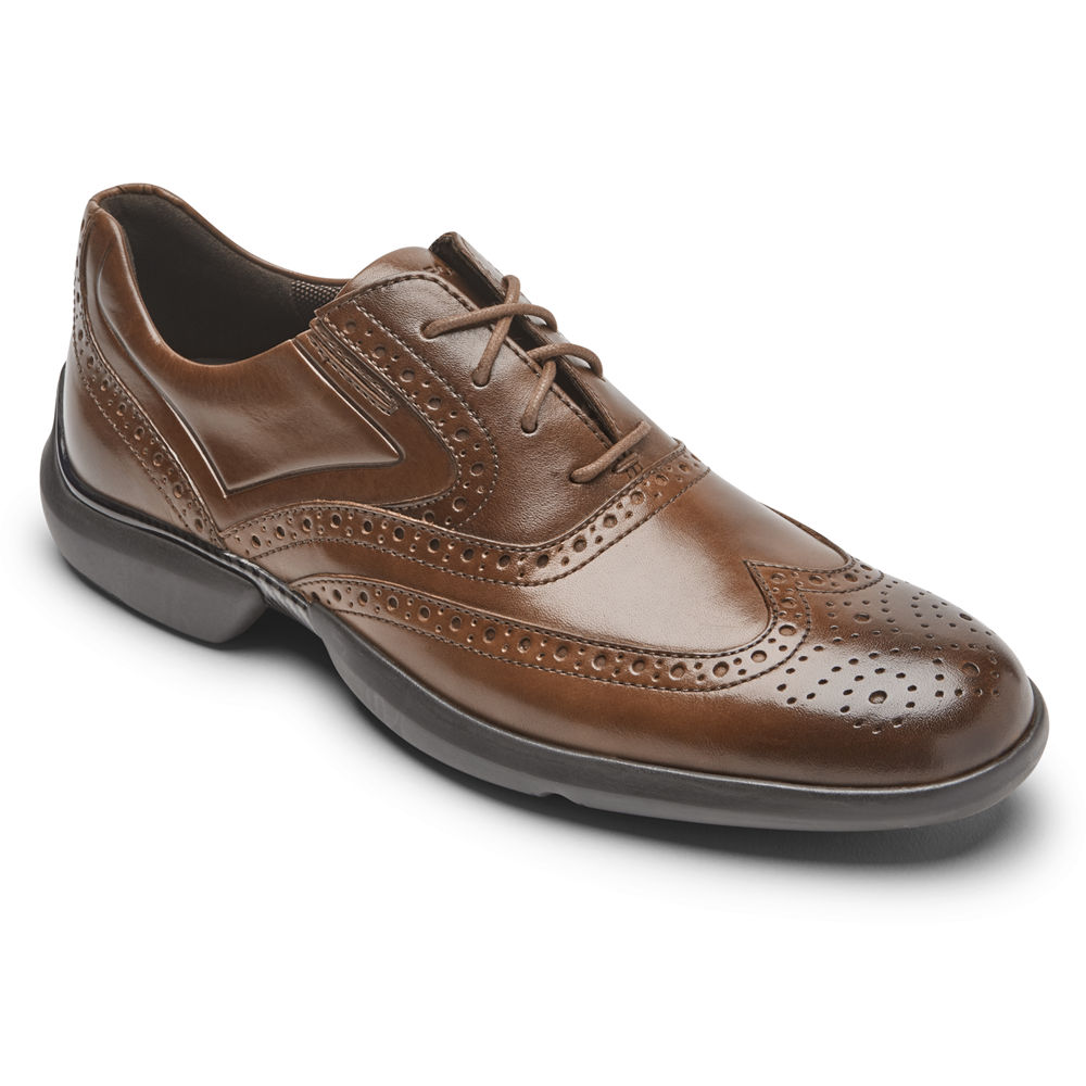 Rockport Mens Lace Up Brown - Total Motion Advance Wingtip - UK 963-HFUNZI